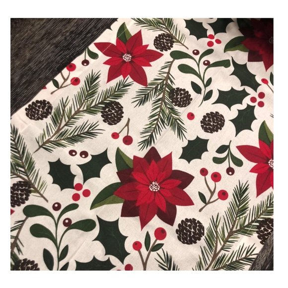 Christmas Table Runner Red Holiday Decorative Cloth Poinsettia Decor Decoration - Picture 2 of 10